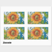 黄色とオレンジ色のひまわり絵画の花 長方形シール (シート)