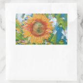 黄色とオレンジ色のひまわり絵画の花 長方形シール (バッグ)