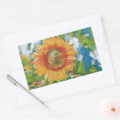 黄色とオレンジ色のひまわり絵画の花 長方形シール (封筒)