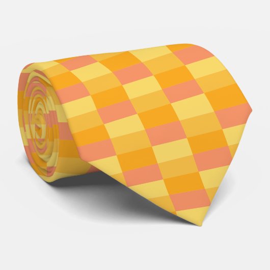 黄色とオレンジ色のカラーブロック ネクタイ (ロール)