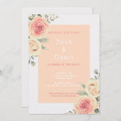 黄色とオレンジ色のフローラ水の結婚色 招待状 (正面/裏面)