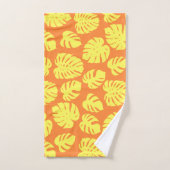 黄色とオレンジ色のモンステラ葉植物植物 バスタオルセット (ハンドタオル)