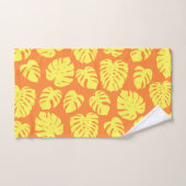 黄色とオレンジ色のモンステラ葉植物植物 バスタオルセット (ハンドタオル)