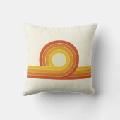 黄色とオレンジ色のレトロスタイルの円と線 クッション (裏面)