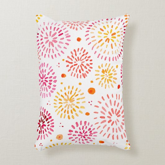 黄色とオレンジ色の可愛い水彩花火 アクセントクッション (正面(垂直))