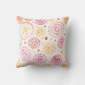 黄色とオレンジ色の可愛い水彩花火 クッション (裏面)
