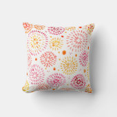 黄色とオレンジ色の可愛い水彩花火 クッション (正面)