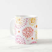 黄色とオレンジ色の可愛い水彩花火 コーヒーマグカップ (正面左)