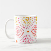 黄色とオレンジ色の可愛い水彩花火 コーヒーマグカップ (左)