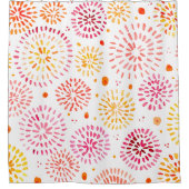 黄色とオレンジ色の可愛い水彩花火 シャワーカーテン (正面)