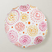 黄色とオレンジ色の可愛い水彩花火 ラウンドクッション (裏面)