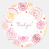 黄色とオレンジ色の可愛い水彩花火 ラウンドシール (正面)