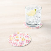 黄色とオレンジ色の可愛い水彩花火 ラウンドペーパーコースター (インサイチュ)