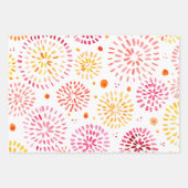 黄色とオレンジ色の可愛い水彩花火 ラッピングペーパーシート (正面2)