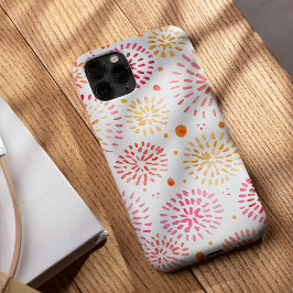 黄色とオレンジ色の可愛い水彩花火 iPhone 13ケース