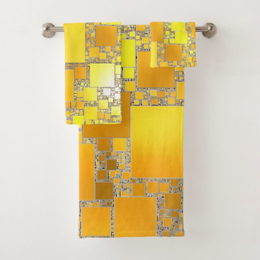 黄色とオレンジ色の四角いバスタオルセット バスタオルセット (インサイチュ)