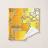 黄色とオレンジ色の四角いバスタオルセット バスタオルセット (ウォッシュタオル)