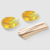 黄色とオレンジ色の四角いファン ハンドファン (組立なし)