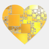 黄色とオレンジ色の四角形のハートシール ハートシール (正面)
