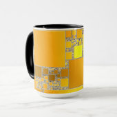 黄色とオレンジ色の四角形の複合マグカップ マグカップ (正面左)