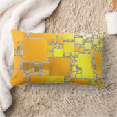 黄色とオレンジ色の四角形の長方形クッション ランバークッション (ブランケット)