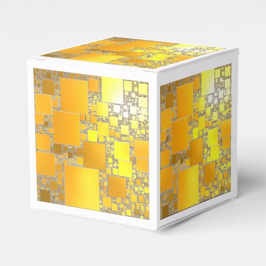 黄色とオレンジ色の四角形ギフトボックス フェイバーボックス (正面サイド)