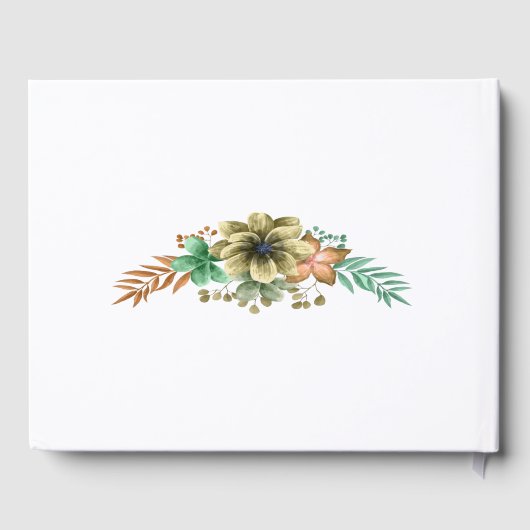 黄色とオレンジ色の水色のフローラ結婚の ゲストブック (裏面)