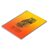 黄色とオレンジ色の背景に黒いフクロウグラデーションル ノートブック (左側)