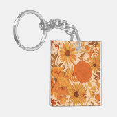 黄色とオレンジ色の花が咲く暖かい秋のフローラ キーホルダー (正面左)