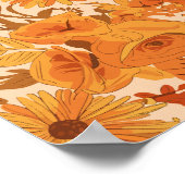 黄色とオレンジ色の花が咲く暖かい秋のフローラ ポスター (角)