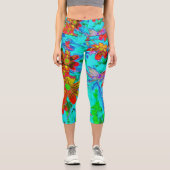 黄色とオレンジ色の花を持つアクアトロピカル カプリレギンス (正面)