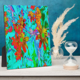 黄色とオレンジ色の花を持つアクアトロピカル フォトプラーク