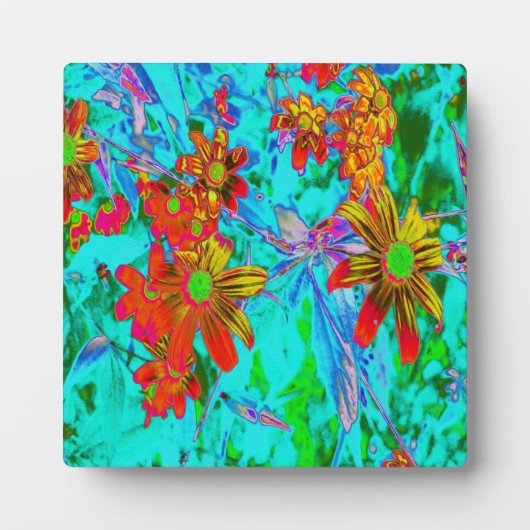 黄色とオレンジ色の花を持つアクアトロピカル フォトプラーク (正面)