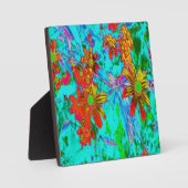 黄色とオレンジ色の花を持つアクアトロピカル フォトプラーク (正面)