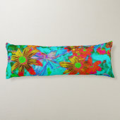 黄色とオレンジ色の花を持つアクアトロピカル ボディピロー (裏面)