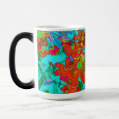 黄色とオレンジ色の花を持つアクアトロピカル モーフィングマグカップ (左)