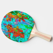 黄色とオレンジ色の花を持つアクアトロピカル 卓球ラケット (横)