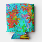 黄色とオレンジ色の花を持つアクアトロピカル 缶クーラー (裏面)