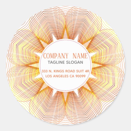 黄色とオレンジ色の花 ラウンドシール (正面)