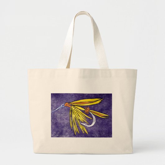 "黄色とオレンジ"ウェットフライジャンボトート ラージトートバッグ (正面)