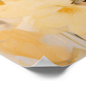 黄色とクリームの抽象芸術フローラ ポスター (角)