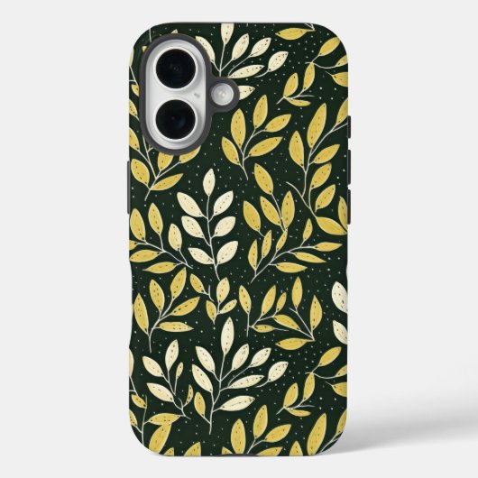 黄色とクリーム色の葉の多い枝の模様 Case-Mate iPhoneケース (裏面)