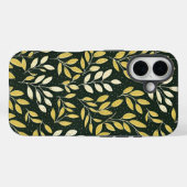 黄色とクリーム色の葉の多い枝の模様 Case-Mate iPhoneケース (裏面 (横))