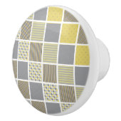 黄色とグレーのキルトパターン セラミックノブ (右)