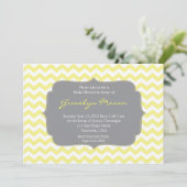 黄色とグレーのシェブロンシャワー招待状 招待状 (スタンド正面)