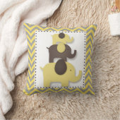 黄色とグレーのシボロン象の枕 クッション (ブランケット)