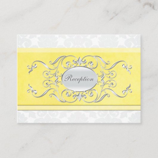 黄色とグレーのダマスクのエンクロージャカード エンクロージャーカード (正面)