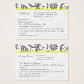 黄色とグレーのダマスクの結婚式の情報カード (正面&裏面)