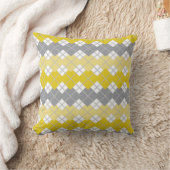 黄色とグレーのパタアーガイルーン クッション (ブランケット)