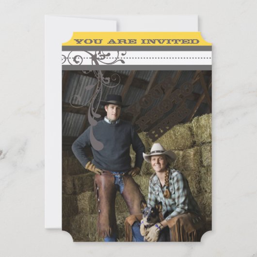 黄色とグレーのファンキーシャンデリア日付の保存 セーブザデート (正面)